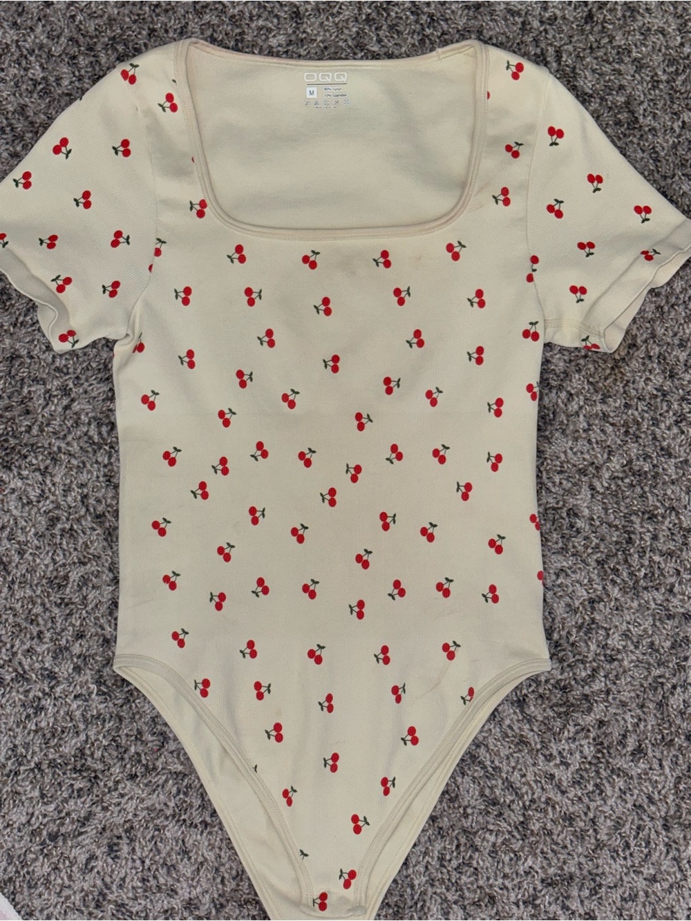 Cream Cherry-Print Kids One-Piece Bodysuit